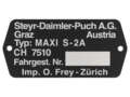 Typenschild CH7510 (ohne Nummer) | Puch Maxi S-2A Typenschild CH7510 (ohne Nummer) | Puch Maxi S-2A