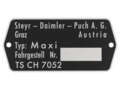 Typenschild CH7052 (ohne Nummer) | Puch Maxi N Typenschild CH7052 (ohne Nummer) | Puch Maxi N