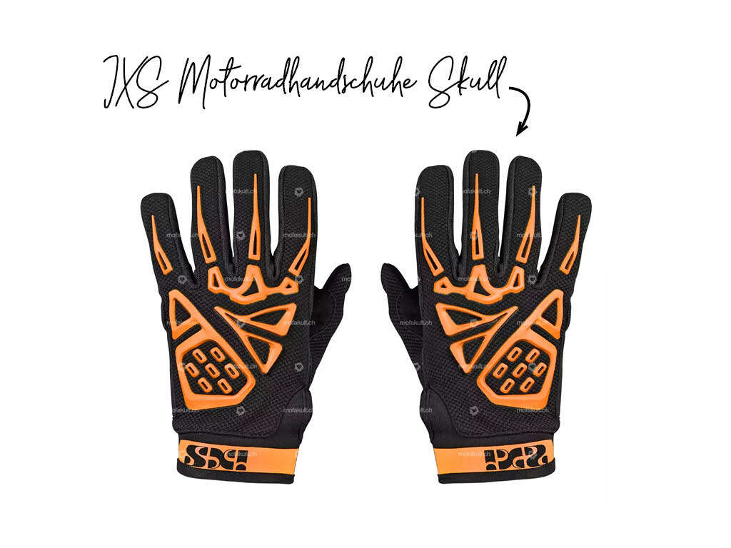 IXS Motorradhandschuhe Skull schwarz orange (L & XL) IXS Motorradhandschuhe Skull schwarz orange (L & XL)