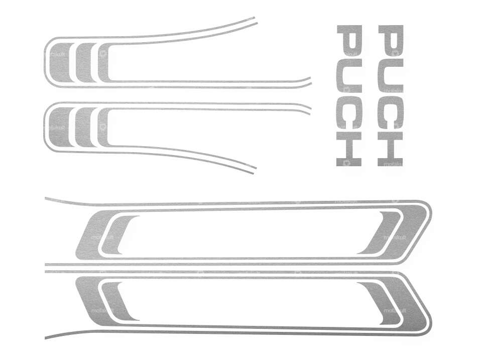 Klebersatz Tank & Rahmen silber Folienplot (1A-Qualität) | Puch Maxi S Carousel Image 1