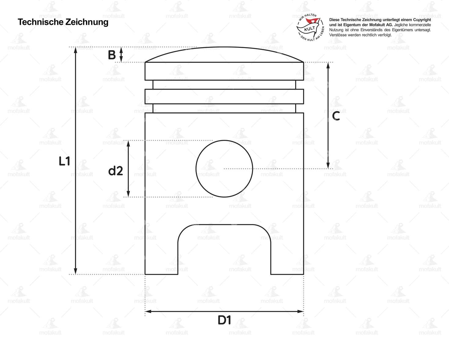 GOL Kolben 45 mm BAD ASS Luzifer BigBore | Puch X30 Velux, NG-2AH Carousel Image 2