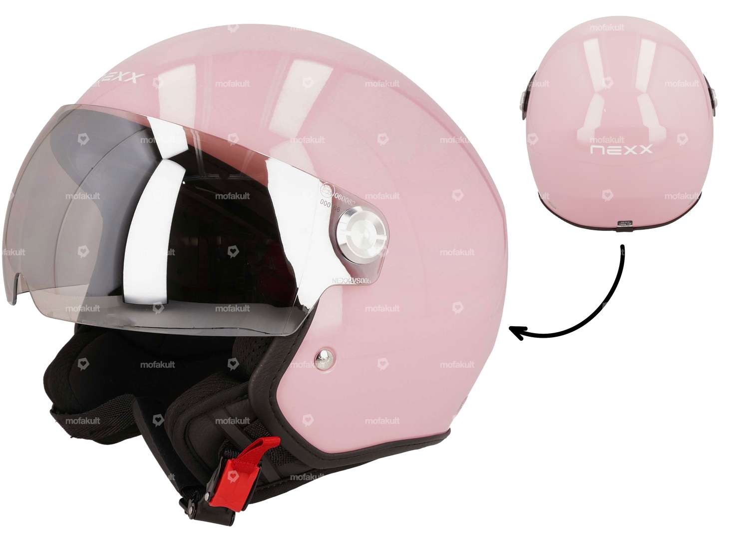NEXX Jet-Helm «Styler» rosa glanz (XS-M) Carousel Image 1