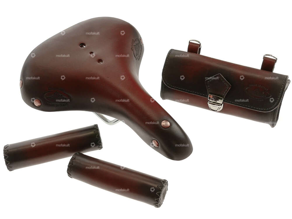 Set Sattel / Griffe / Werkzeugtasche Charleston Echtleder Carousel Image 1