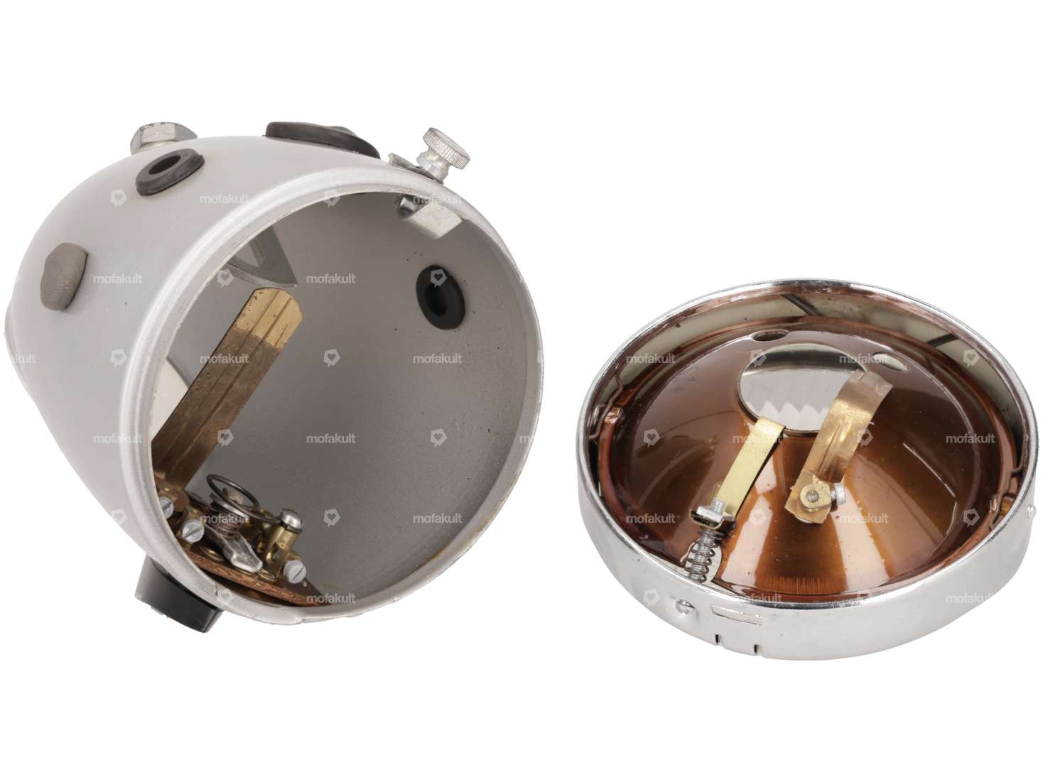 Union Eierlampe Ø 92 mm mit Schalter (mittige Befestigung) silber NOS Carousel Image 3