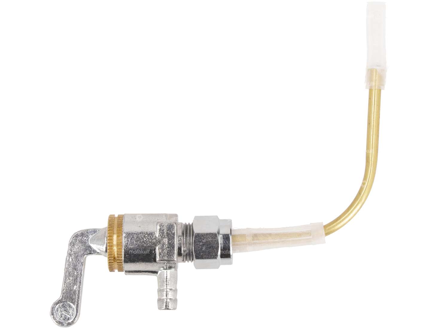 Benzinhahn horizontal M12x1 (mit Überwurfmutter) unten abgehend | Puch Maxi S, N Carousel Image 1