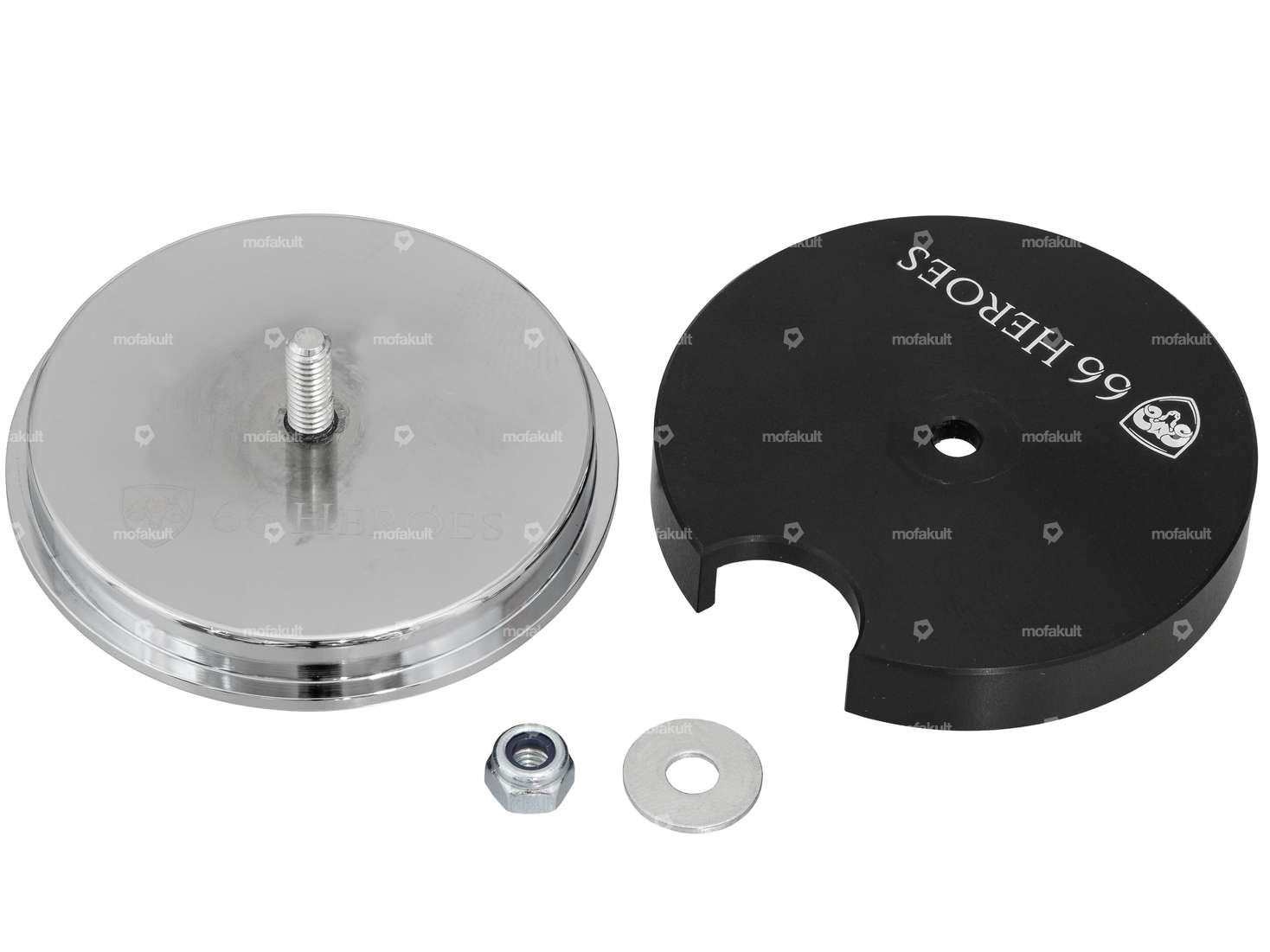 66HEROES speedometer bezel Ø 48 mm "Puch" chrome Carousel Image 2