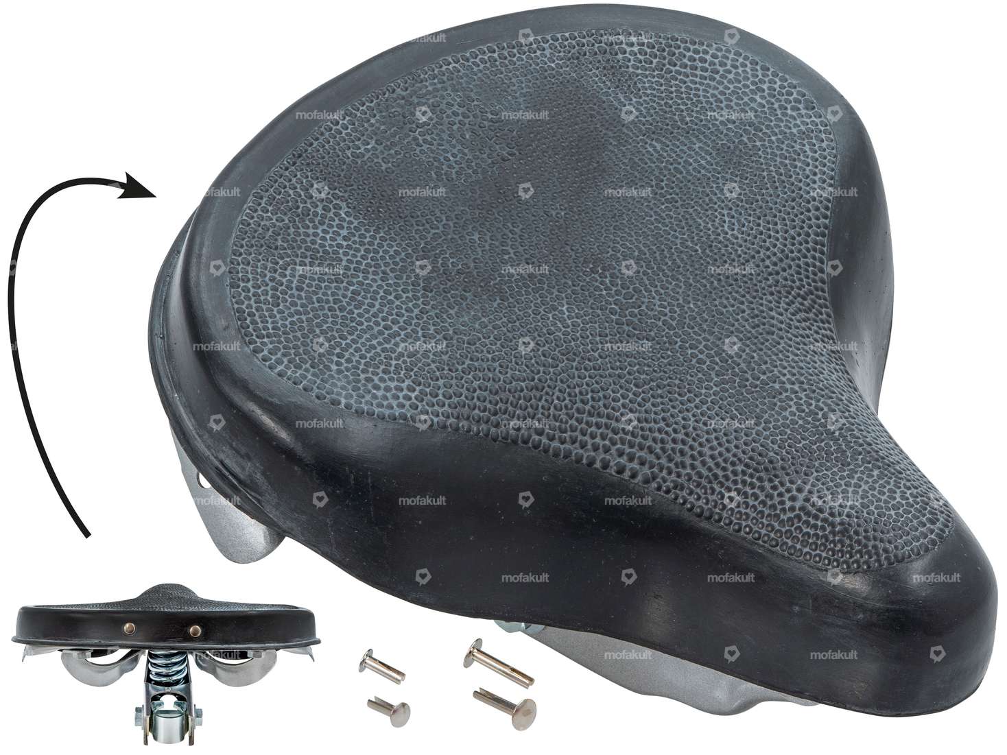 Sattel «Oldtimer» Federbank Gummi schwarz Carousel Image 1