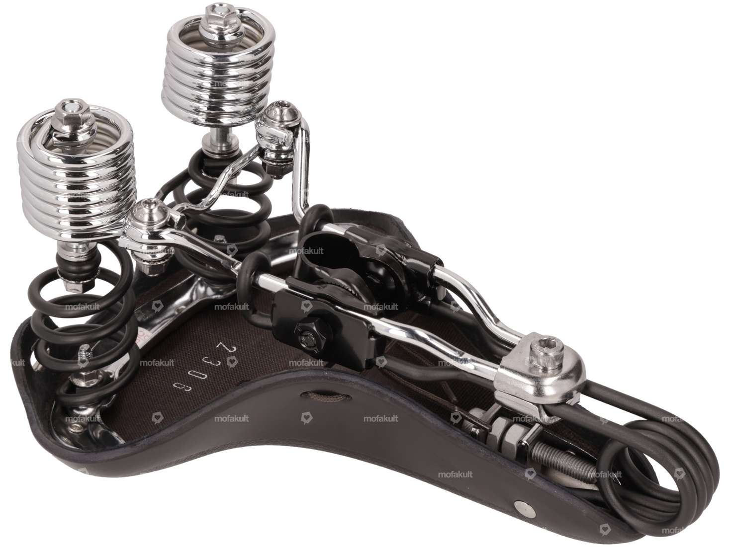 66HEROES Sattel «Luxus» schwarz Leder gefedert Carousel Image 2