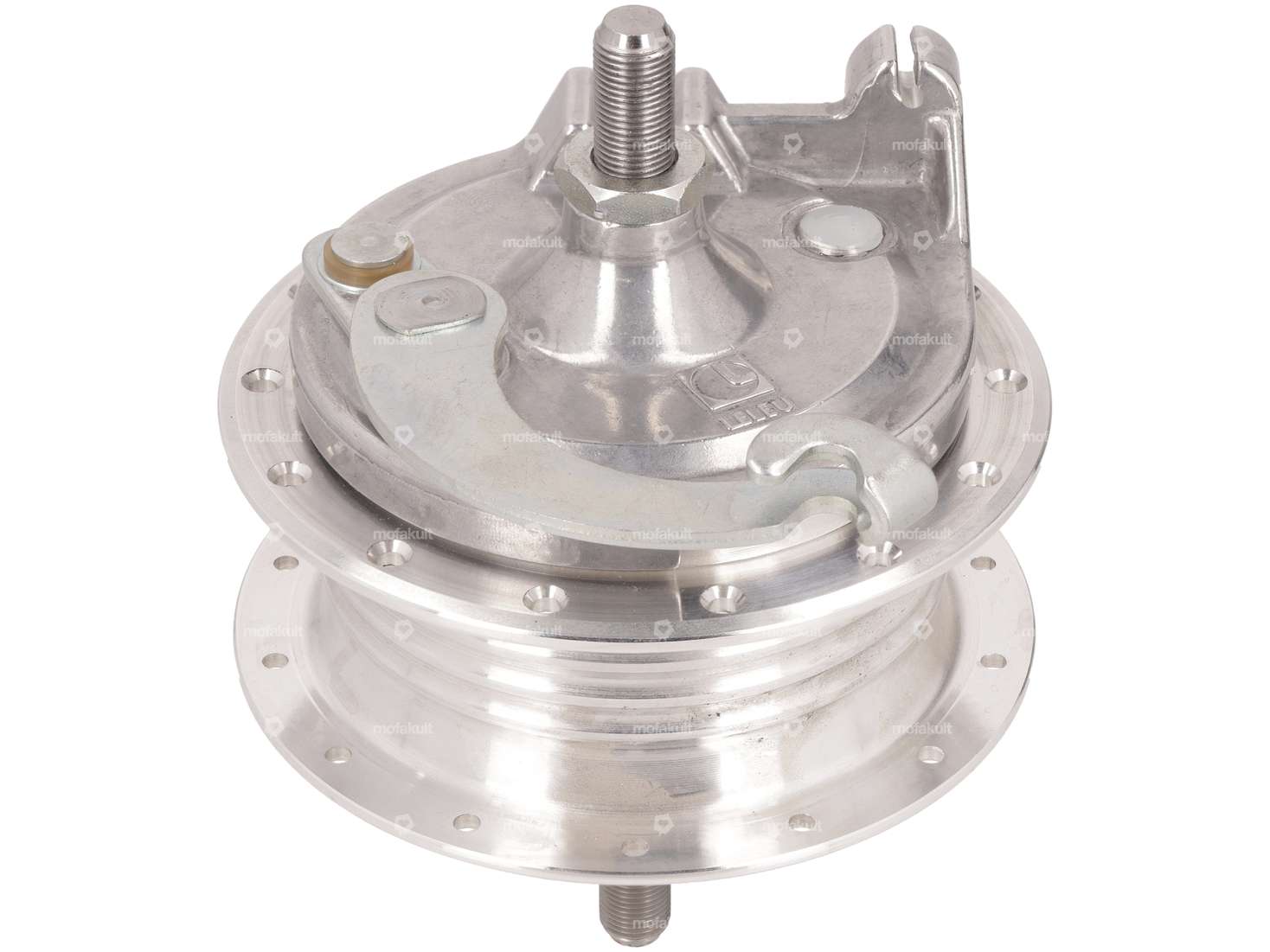 LELEU wheel hub spoke wheel front 28 holes with anchor plate & axle | Puch Maxi N, X30 Chopper Carousel Image 1