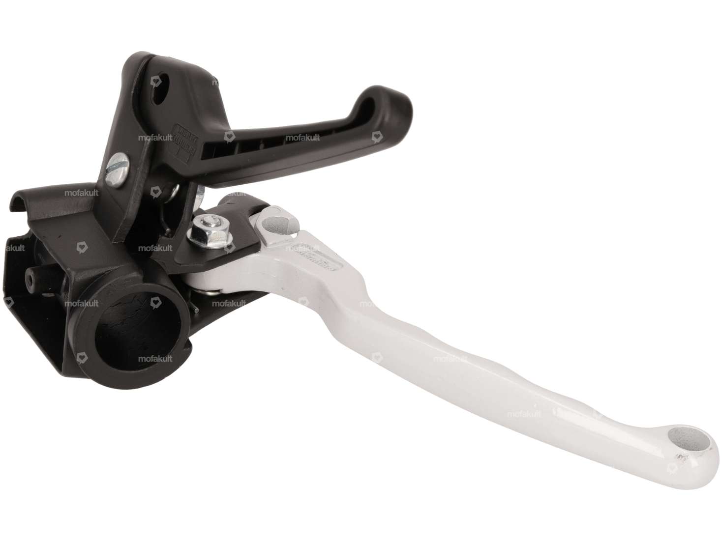 Domino brake lever set polygonal "original" white NOS | Piaggio Ciao PX, SI, Bravo Carousel Image 3