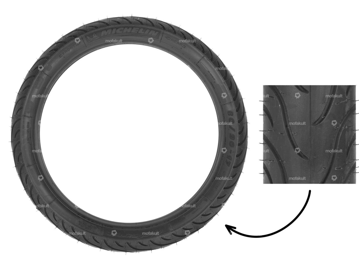 Michelin 80/90 x 17" Reifen Pilot Street Semi-Slick Carousel Image 1