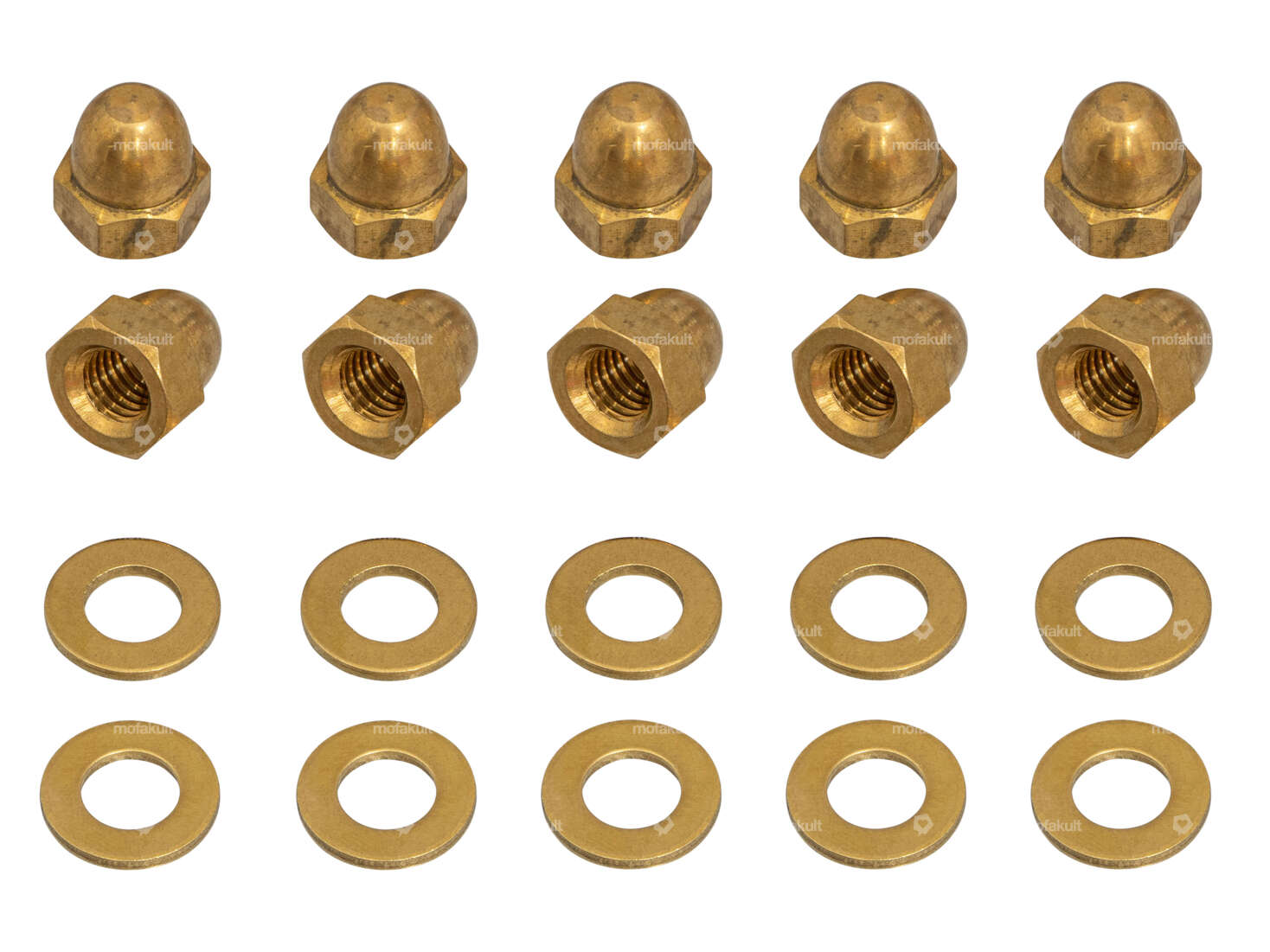 66HEROES M8 cap nut & washer set brass (10 pcs.) Carousel Image 1