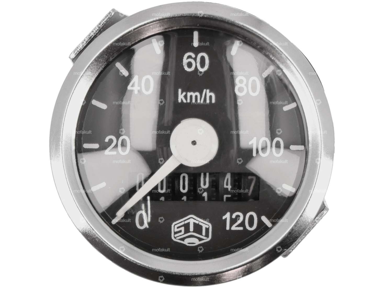 Tacho 120 km/h Ø 48 mm (schwarzes Ziffernblatt) Carousel Image 3