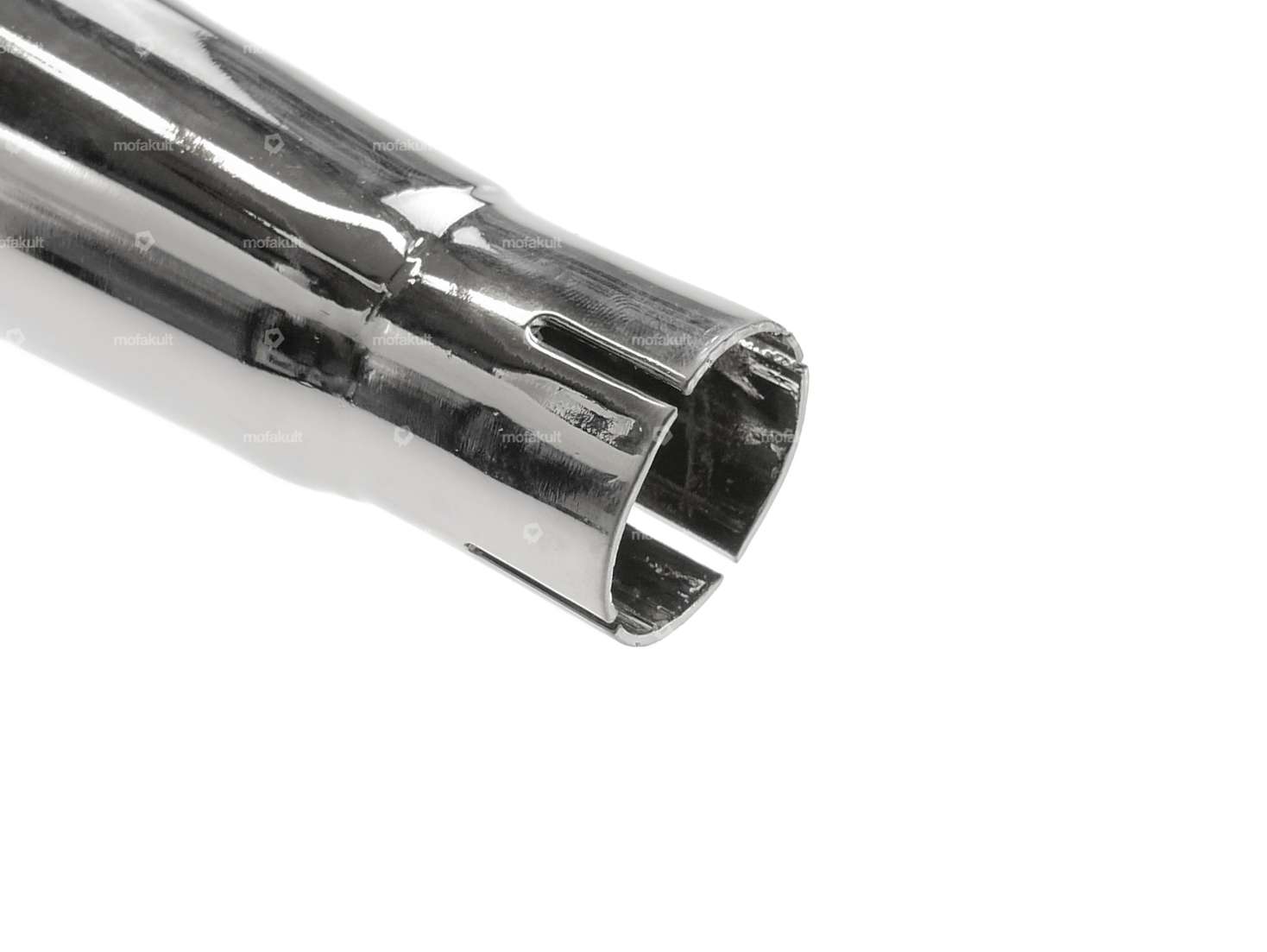 66HEROES Auspuff X-Pipe 28 mm Chrom / schwarz CNC Endstück Carousel Image 7