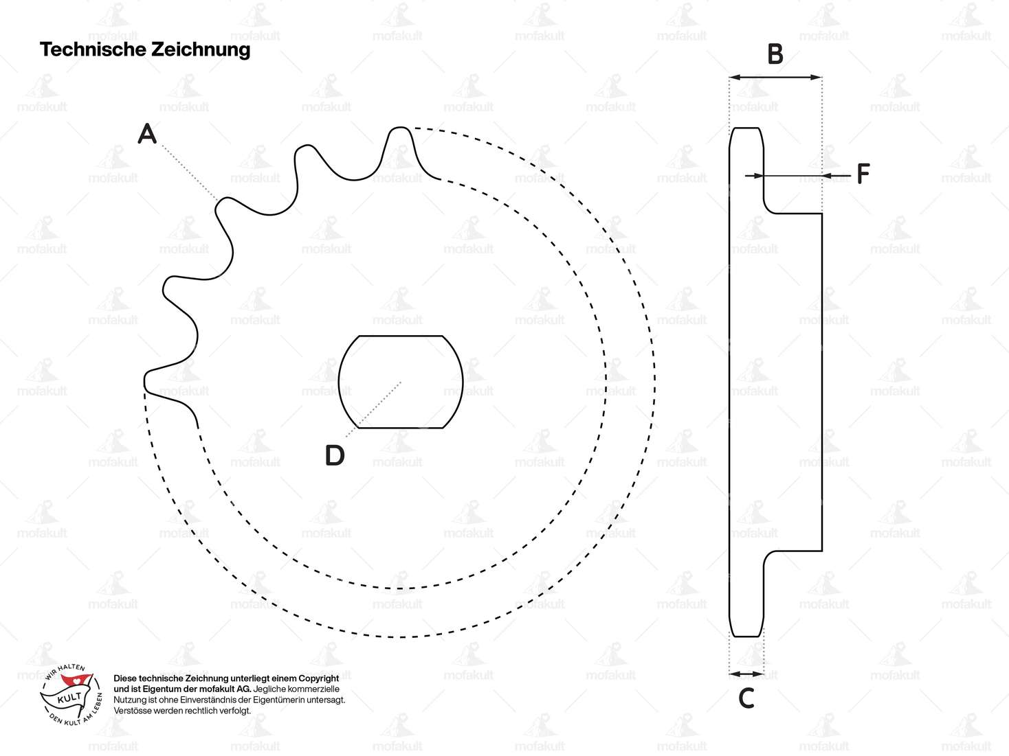 ESJOT Ritzel 15 Zähne einseitiger Absatz | Kreidler Carousel Image 3