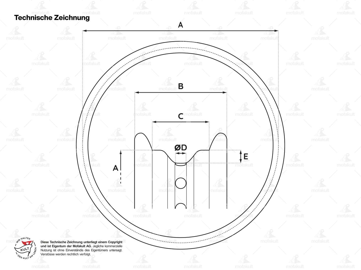 Felgenring 1.60 x 17" (55 mm) Alu silber eloxiert grosse Nippellöcher Carousel Image 4