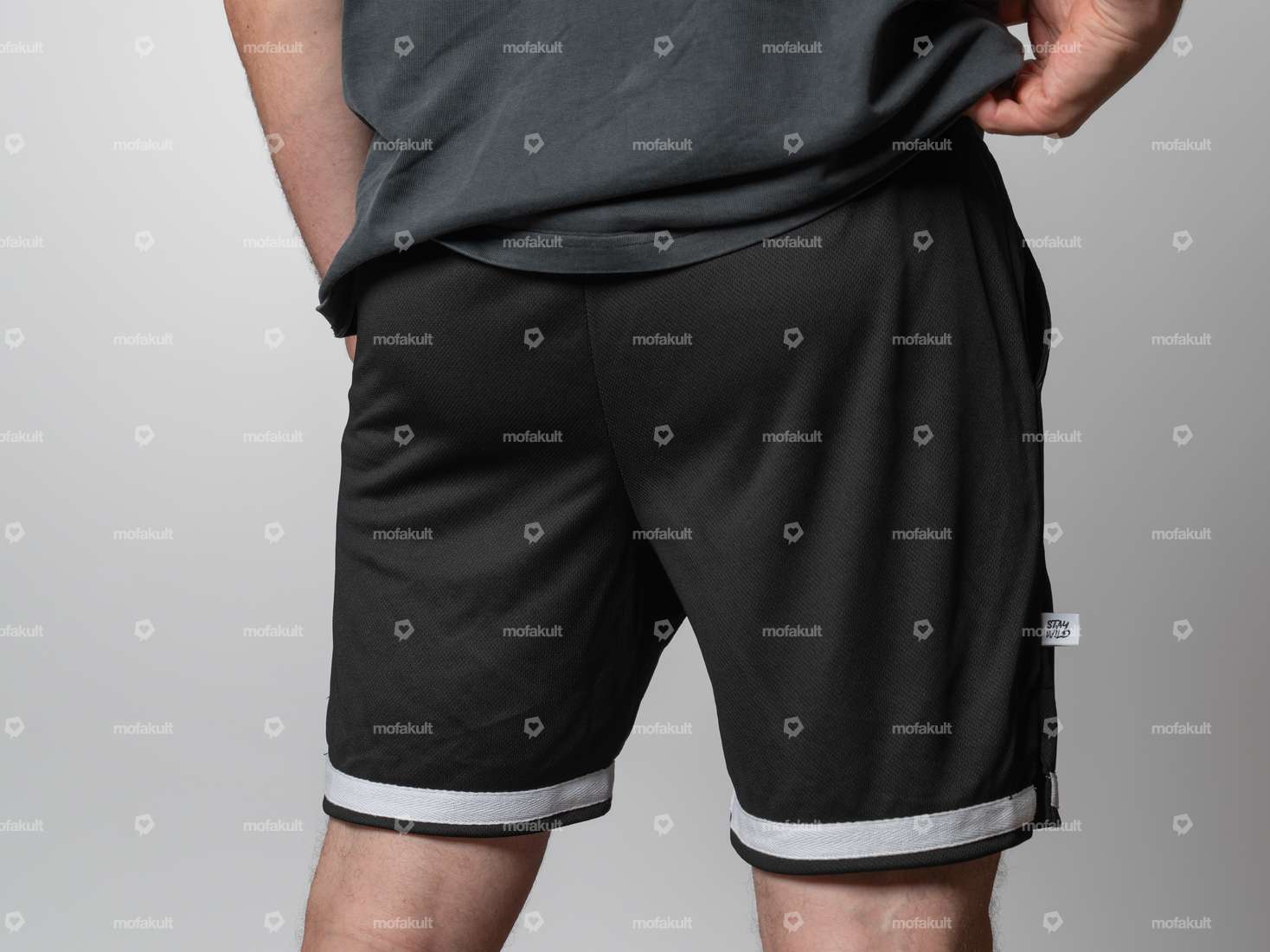 KULTWEAR Shorts «Crew» Mesh schwarz / weiss Carousel Image 2