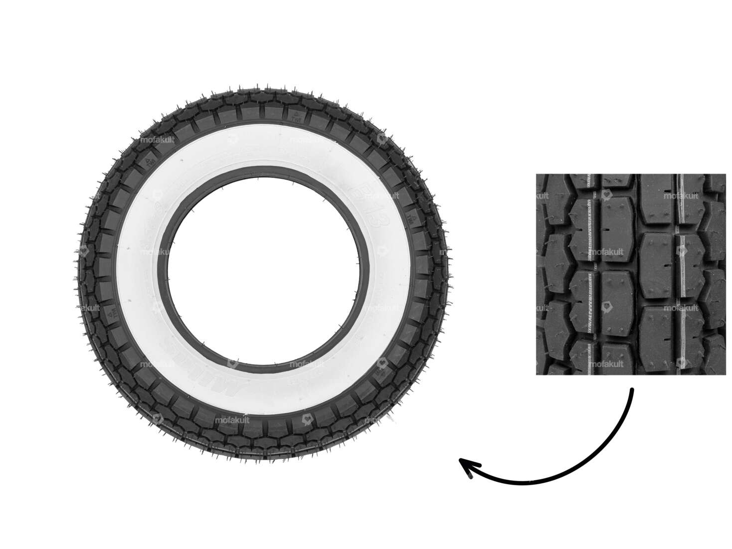 Mitas 3.50 x 8" Reifen B13 Allround Weisswand (Scooter) Carousel Image 1