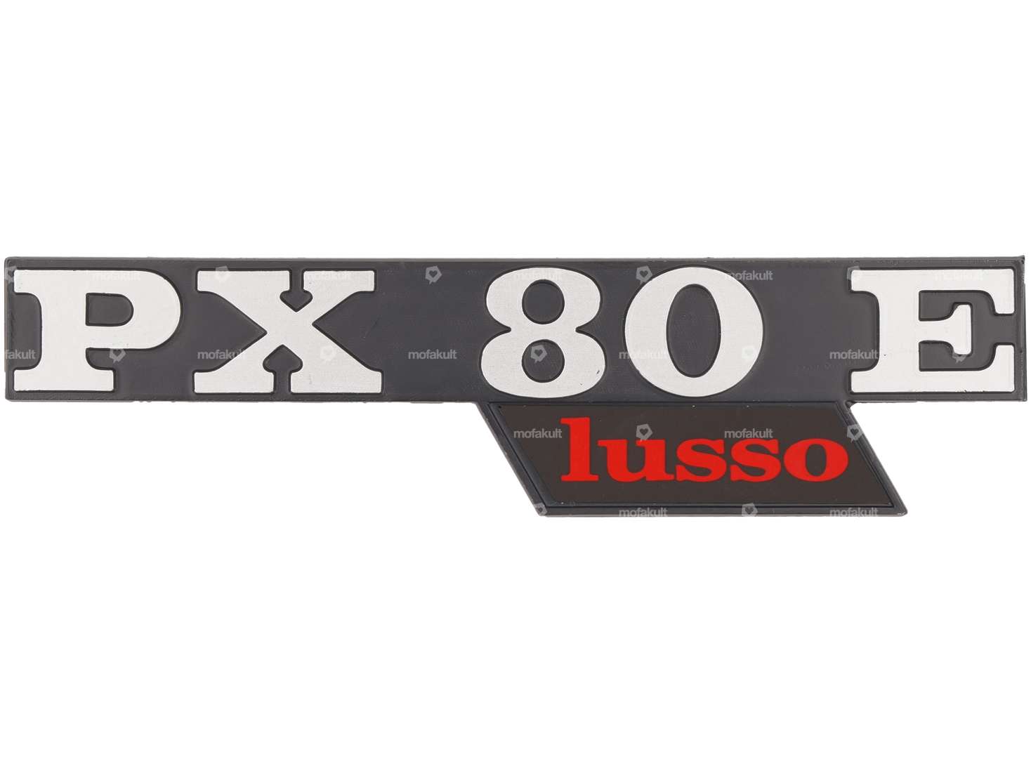 RMS Emblem Seitenhaube links «PX 80 E lusso» Aluminium | Vespa PX80 Lusso Carousel Image 1