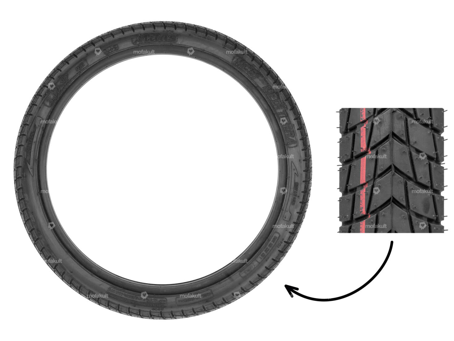Mitas 2.50 x 17" MC51 Allround (M+S) tires Carousel Image 1