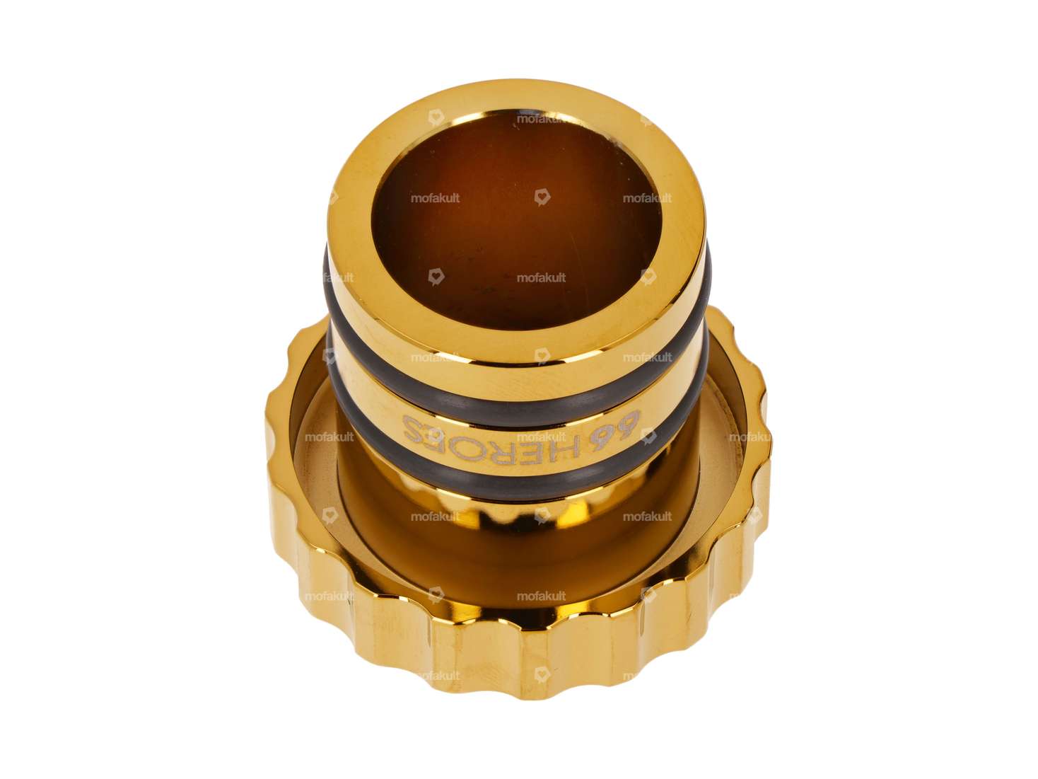 66HEROES Tankdeckel «66HEROES» gewellt gold | Piaggio Ciao, Bravo Carousel Image 2