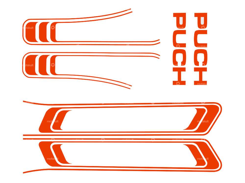 Adhesive set tank & frame orange (1A quality) Foil plot | Puch Maxi S Carousel Image 1