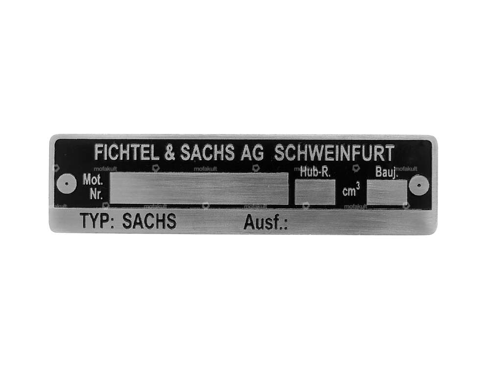Sachs Motorenschild (1A-Qualität) (geätzt) Carousel Image 1