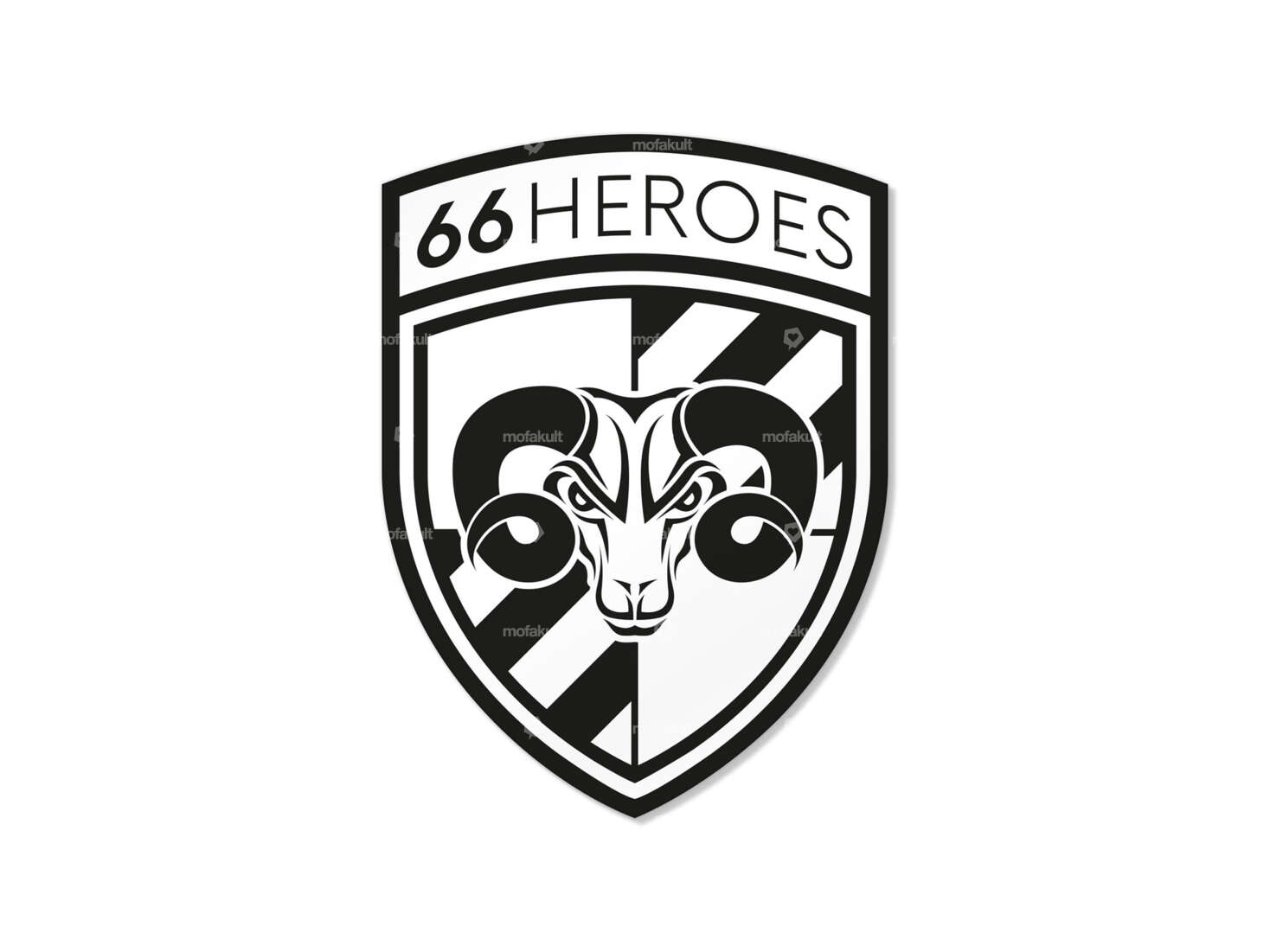 Coat of arms sticker "66HEROES" 37 x 50 mm white Carousel Image 1
