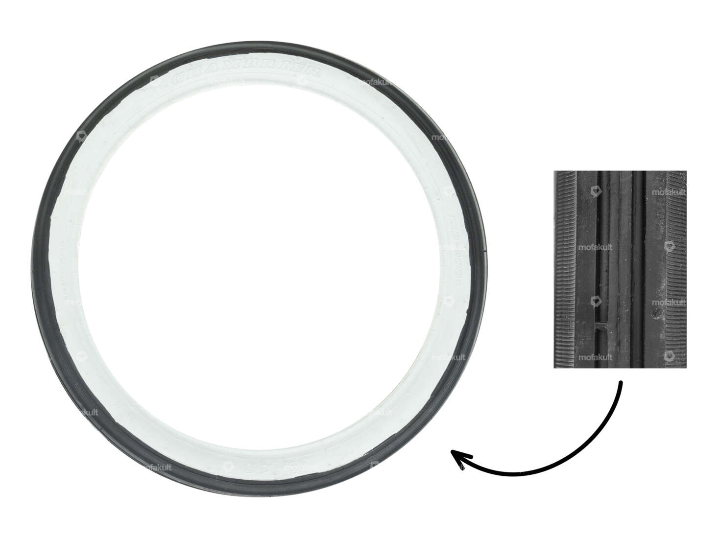 Fortune 2.00 x 16" Reifen Reibrolle Weisswand | Solex Carousel Image 1