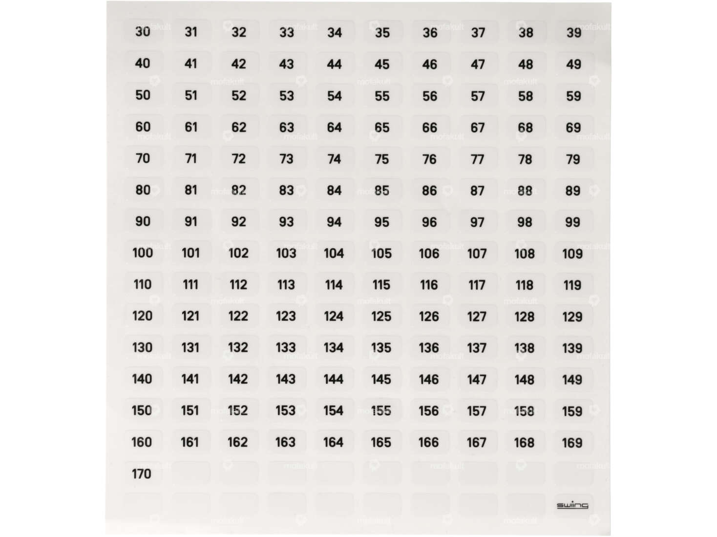swiing® revival Aufkleberbogen 30 - 170 Düsenbeschriftung Carousel Image 1