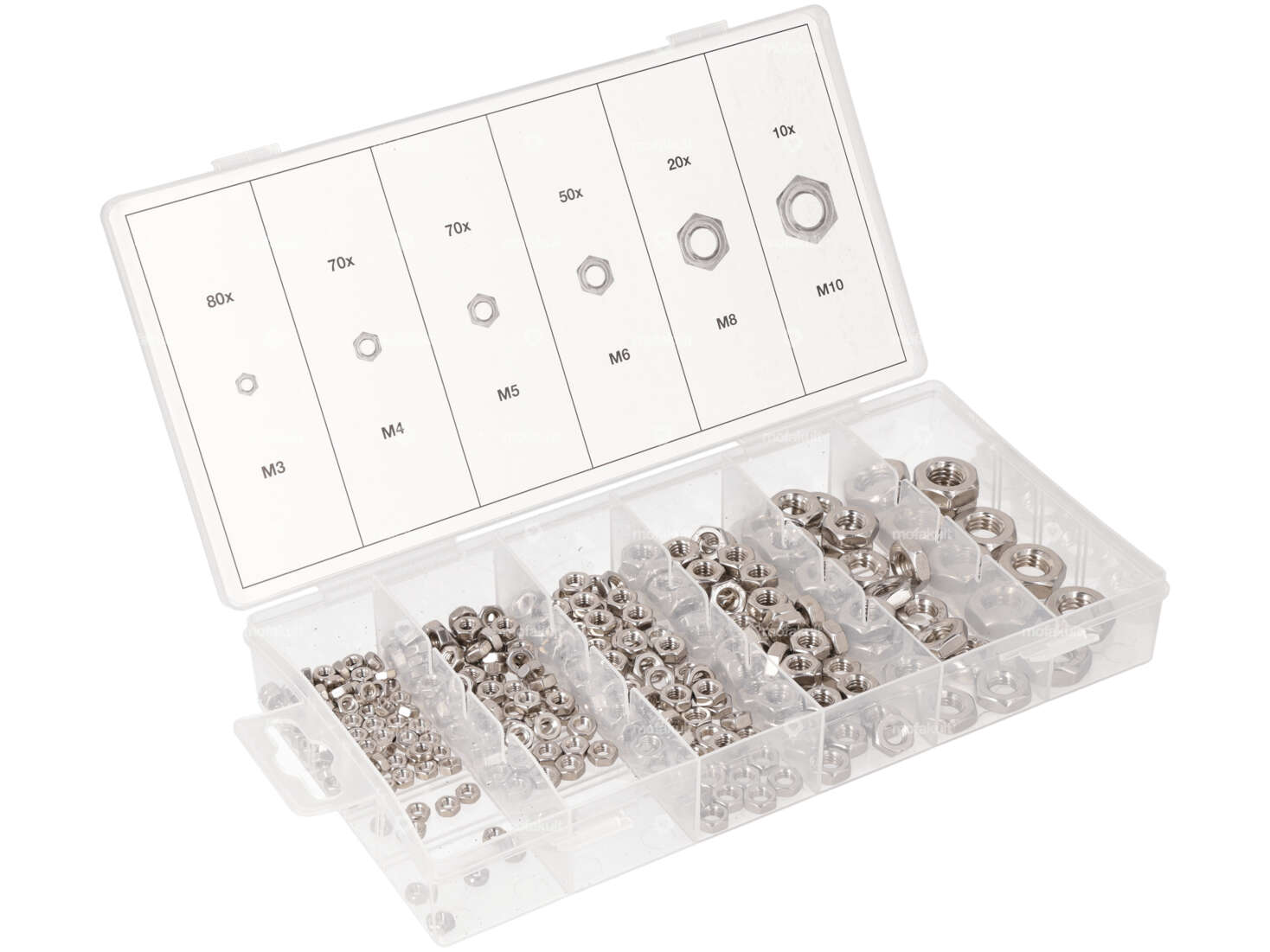 BGS nut set Inox 300 pcs. Carousel Image 1