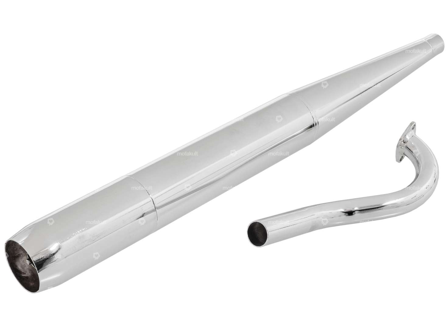 Auspuff Zigarre 28 mm Chrom | Puch Maxi S, N / X30 NS, NL Carousel Image 2