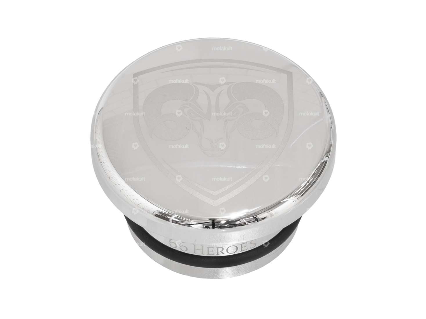 66HEROES Tankdeckel Alu «66HEROES» rund Chrom | Piaggio SI Carousel Image 1