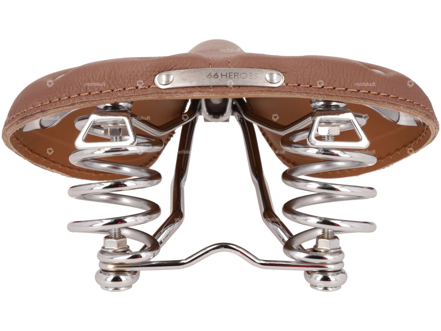 66HEROES Sattel Leder Tonnenfedern dunkelbraun Carousel Image 3
