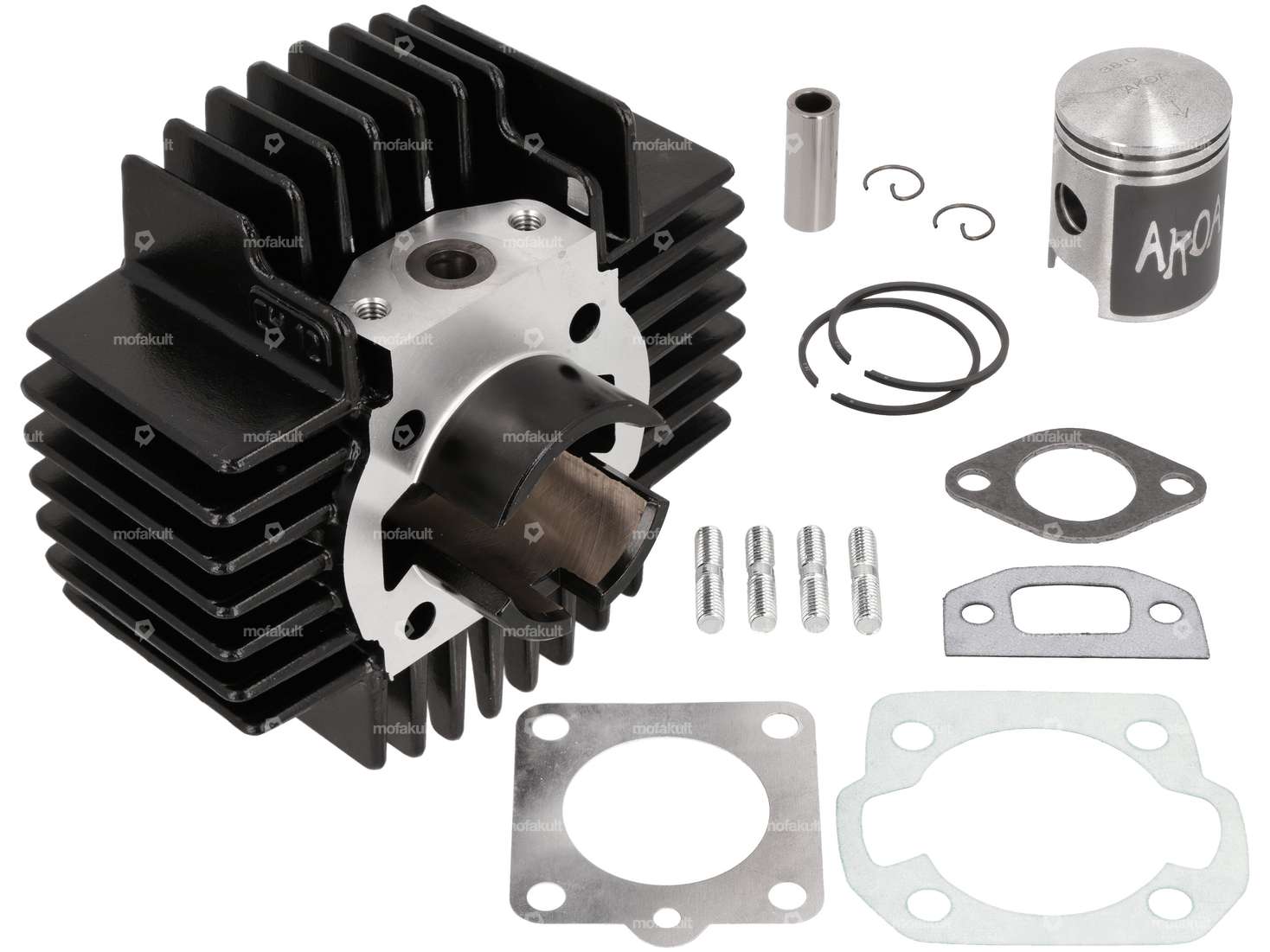 AKOA 38 mm cylinder kit 1.6 hp black CH12 | Puch E50 / ZA50 / Z50 Carousel Image 1