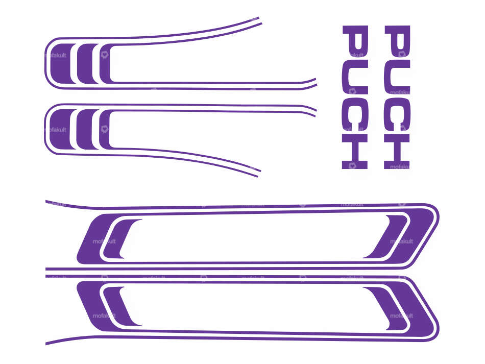 Klebersatz Tank & Rahmen violett (1A-Qualität) Folienplot | Puch Maxi S Carousel Image 1