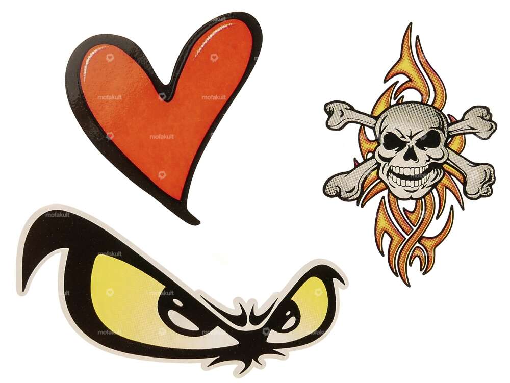 Sticker "Skull, Heart & Evil eye" (120x95 mm) Carousel Image 1
