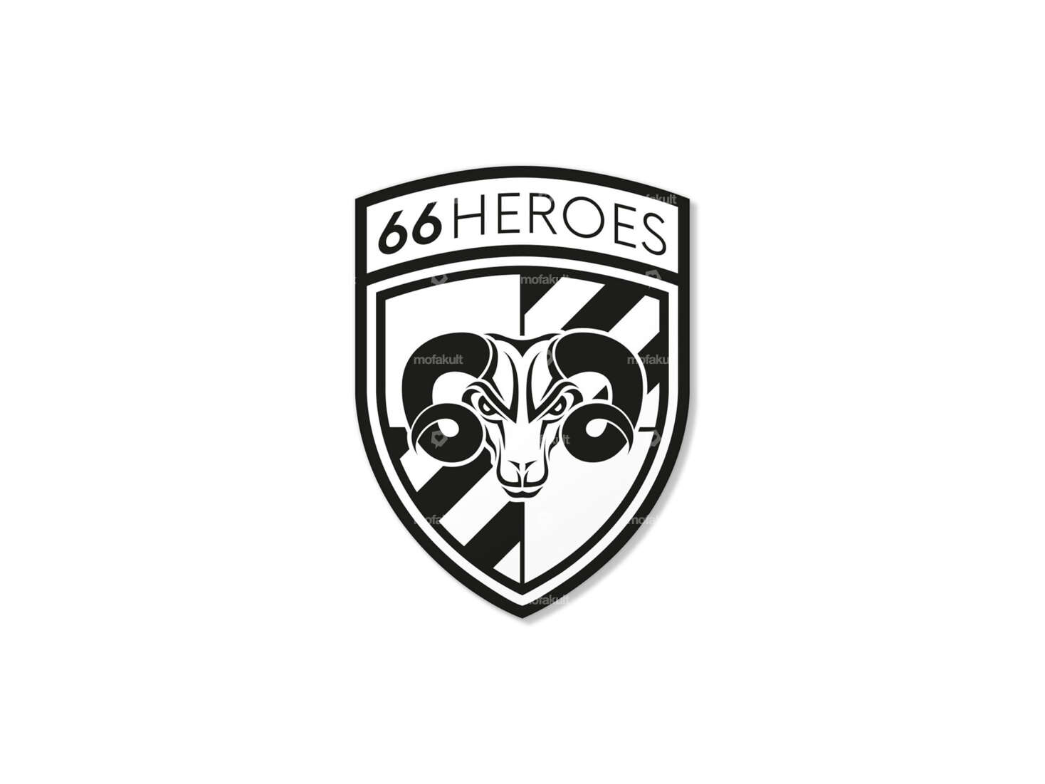Coat of arms sticker "66HEROES" 24 x 32 mm white Carousel Image 1