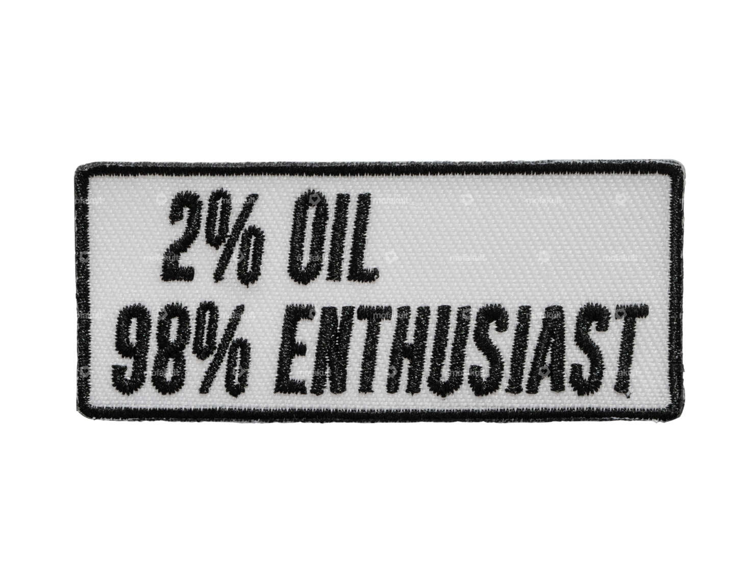 mk-Merch Aufnäher «2% Oil 98% Enthusiast» 70 x 30 mm Carousel Image 1