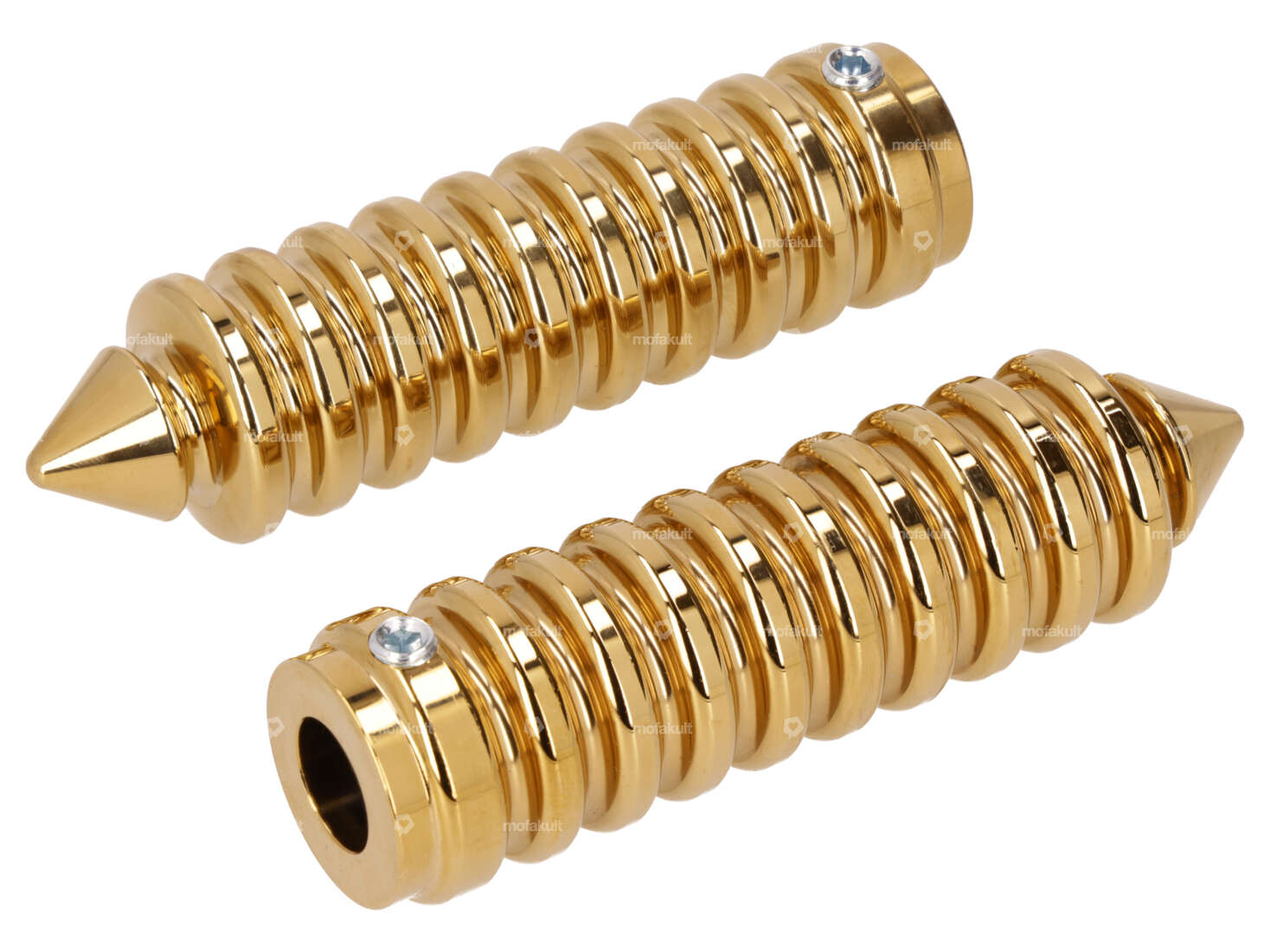 66HEROES Fussrasten gerillt spitz gold hochglanz Carousel Image 1