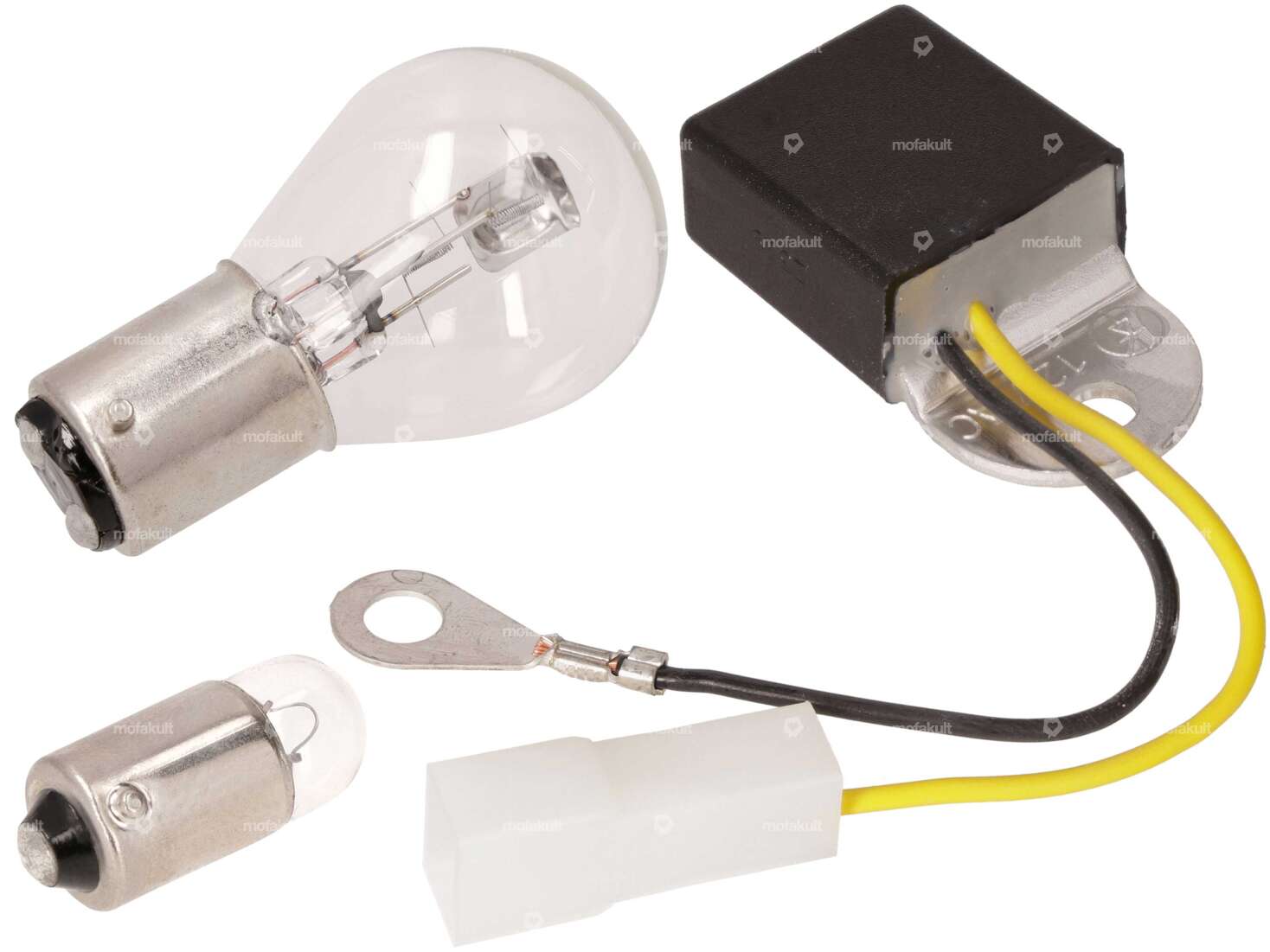 12V bulb set (BAX15d) with Leonelli voltage regulator | Puch Carousel Image 1