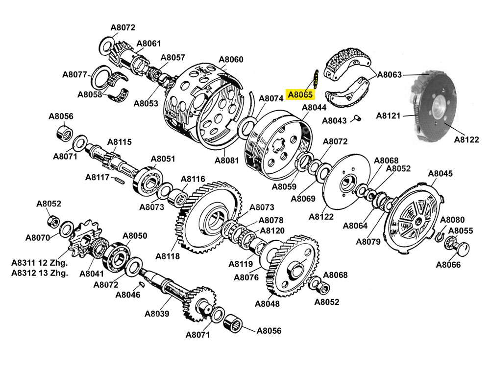 Kupplungsfeder 1 & 2 Gang Motor | Beta 521 & 512 (A8065/A8121) Carousel Image 2