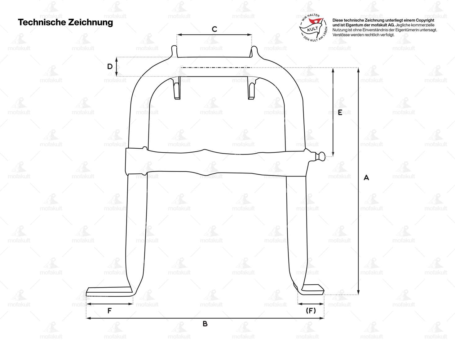 Hauptständer verlängert Chrom | Puch Maxi S, P1 / X30 NS, NL, NG Carousel Image 5