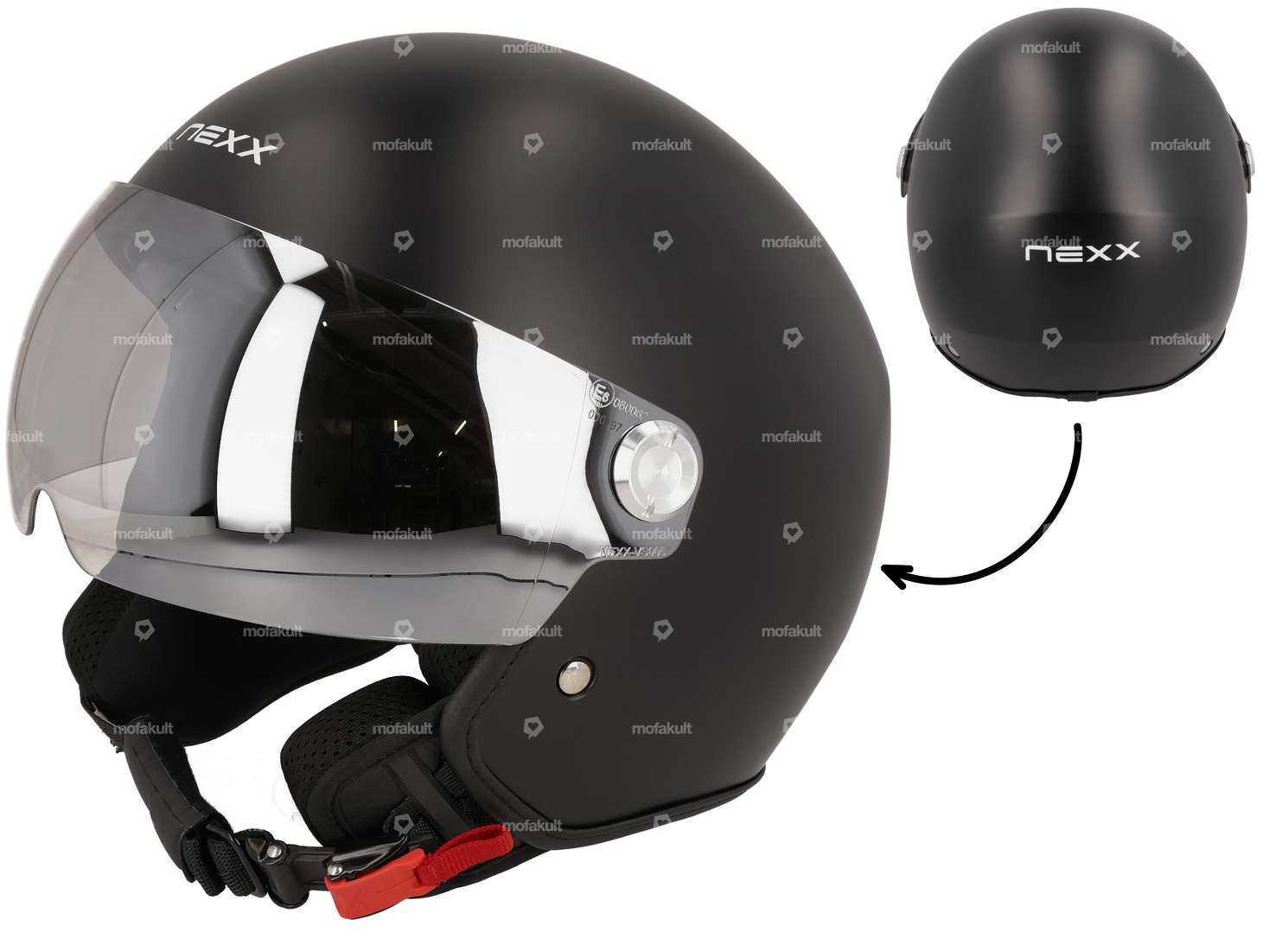 NEXX Jet-Helm «Styler» schwarz matt (S-L) Carousel Image 1