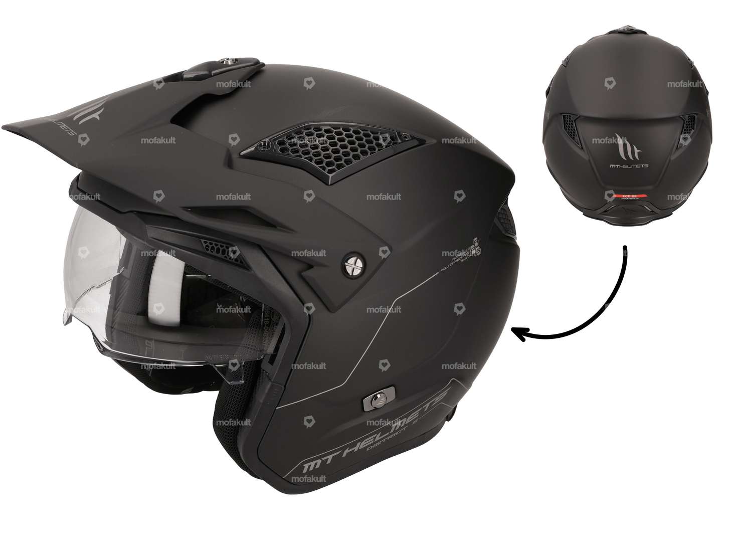 MT Helmets Jet-Helm «Trial» schwarz matt (S-XL) Carousel Image 1