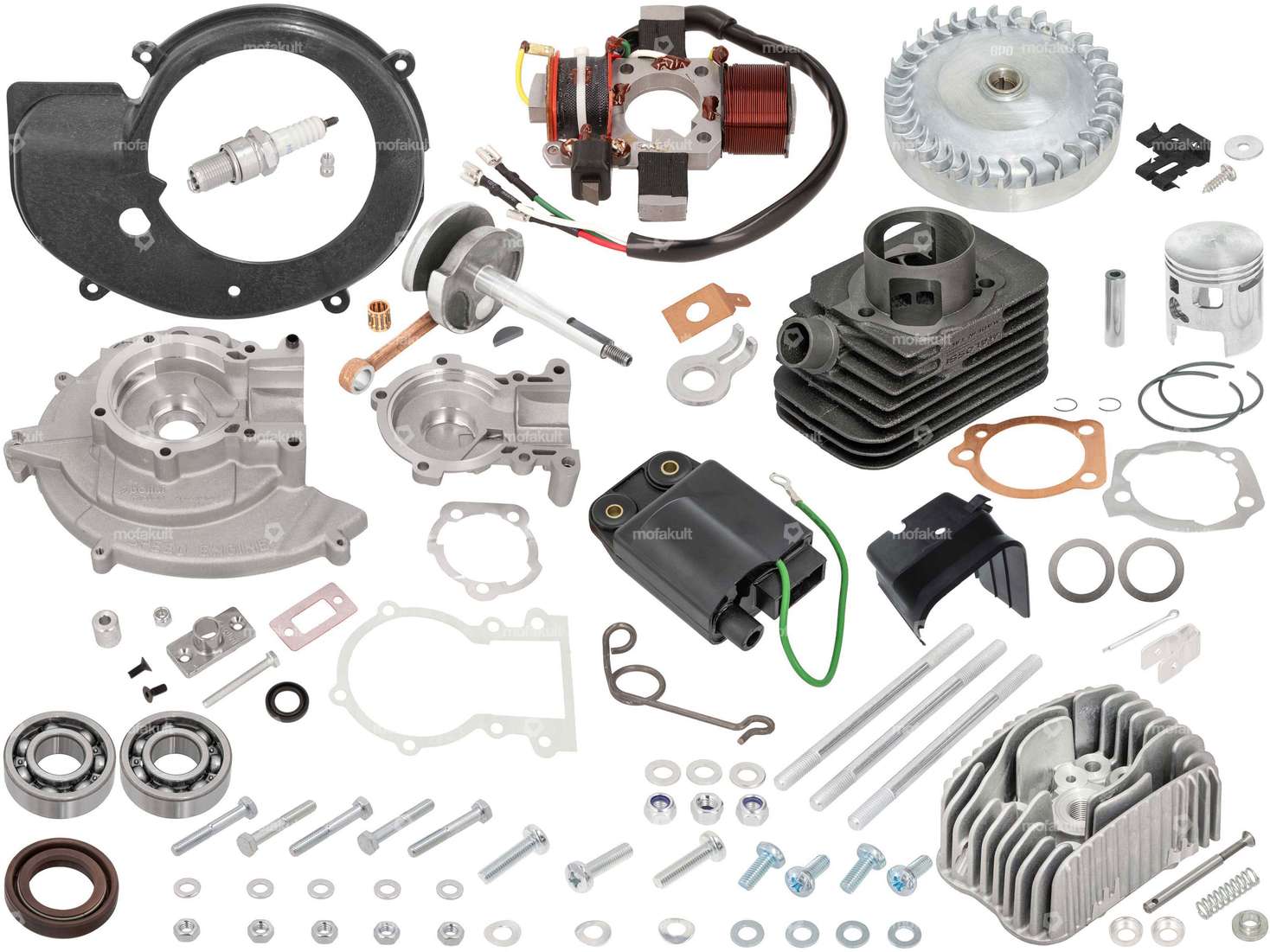 46.5 mm Rennmotor-Set Polini / Malossi elektronische Zündung | Piaggio Ciao, Bravo, Boxer, Grillo Carousel Image 1