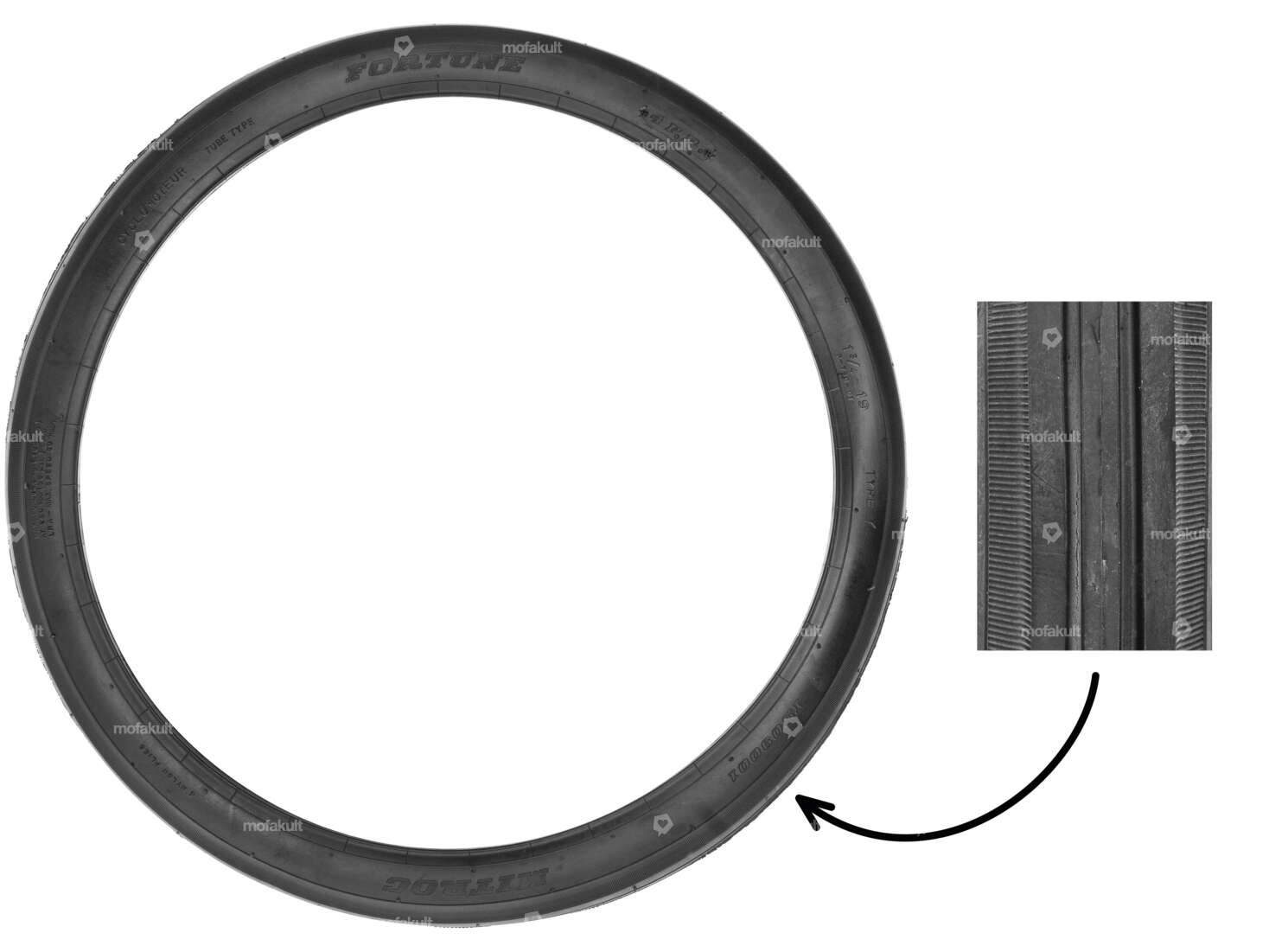 Fortune 1.75 x 19" tires F-750 4P.R. Friction rollers | Solex Carousel Image 1