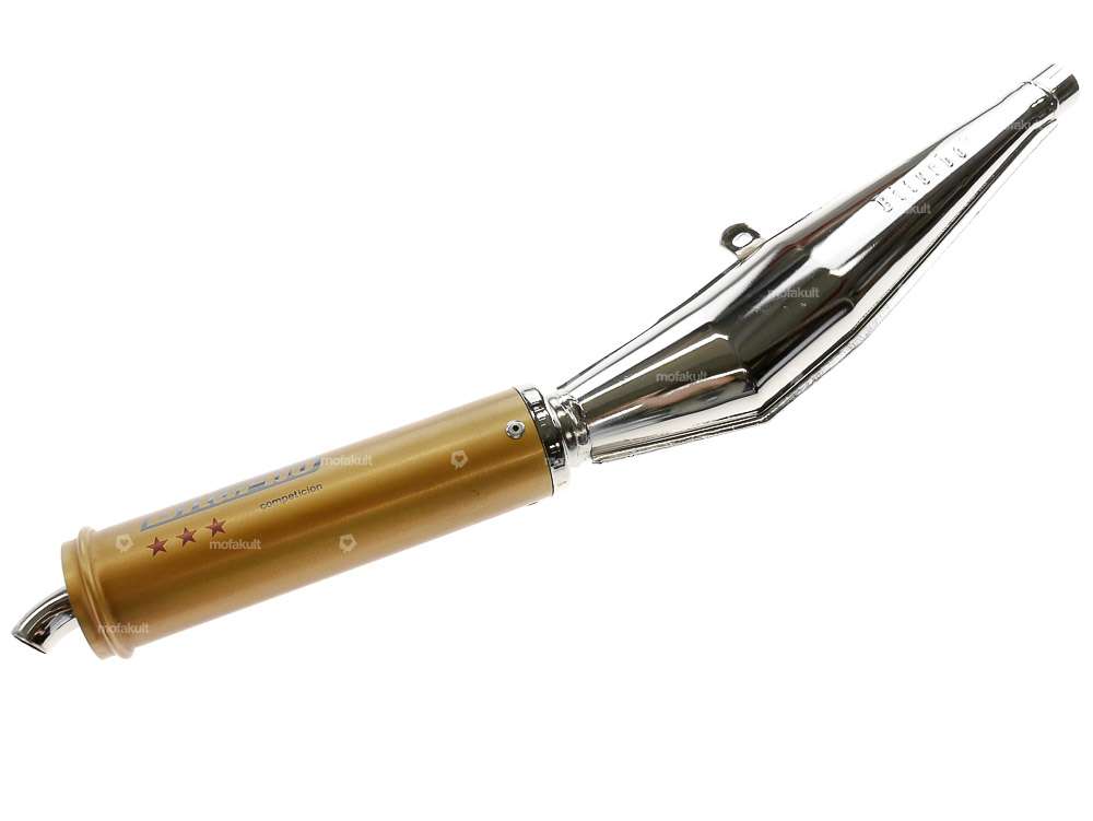 Biturbo muffler 28 mm chrome / gold Carousel Image 1