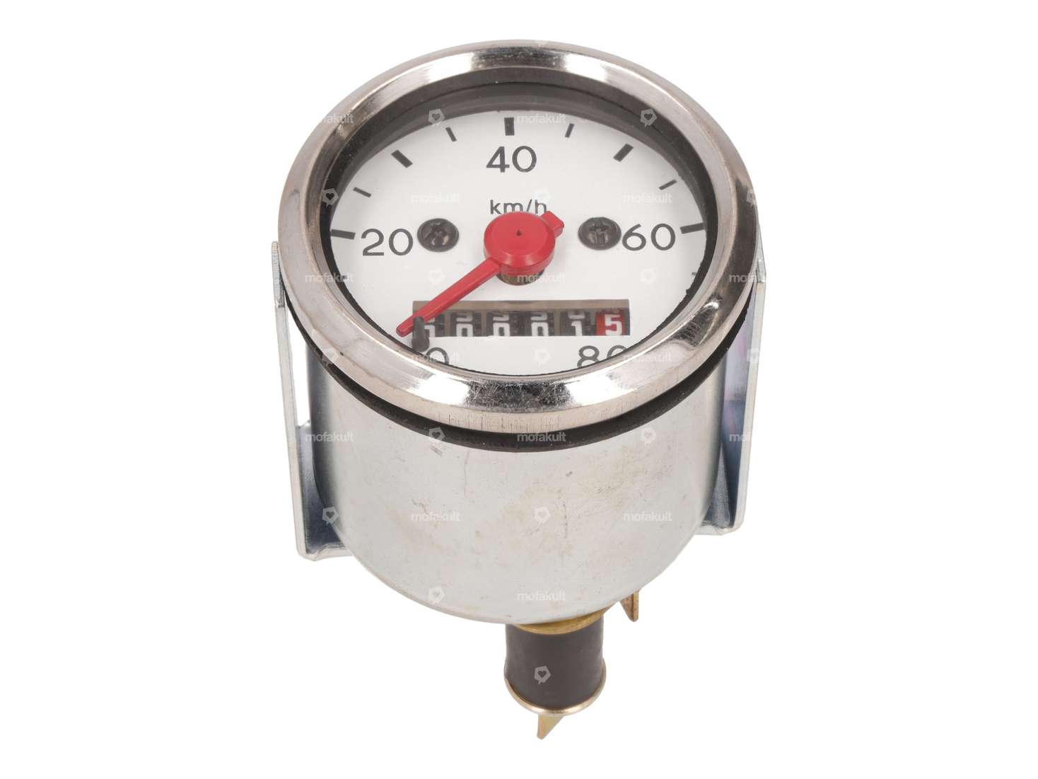 Tacho 80 km/h Ø 48 mm beleuchtet (weisses Ziffernblatt) Carousel Image 1