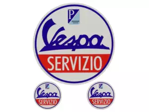 Aufkleberset «Vespa Servizio» Ø 30 / 85 mm Aufkleberset «Vespa Servizio» Ø 30 / 85 mm